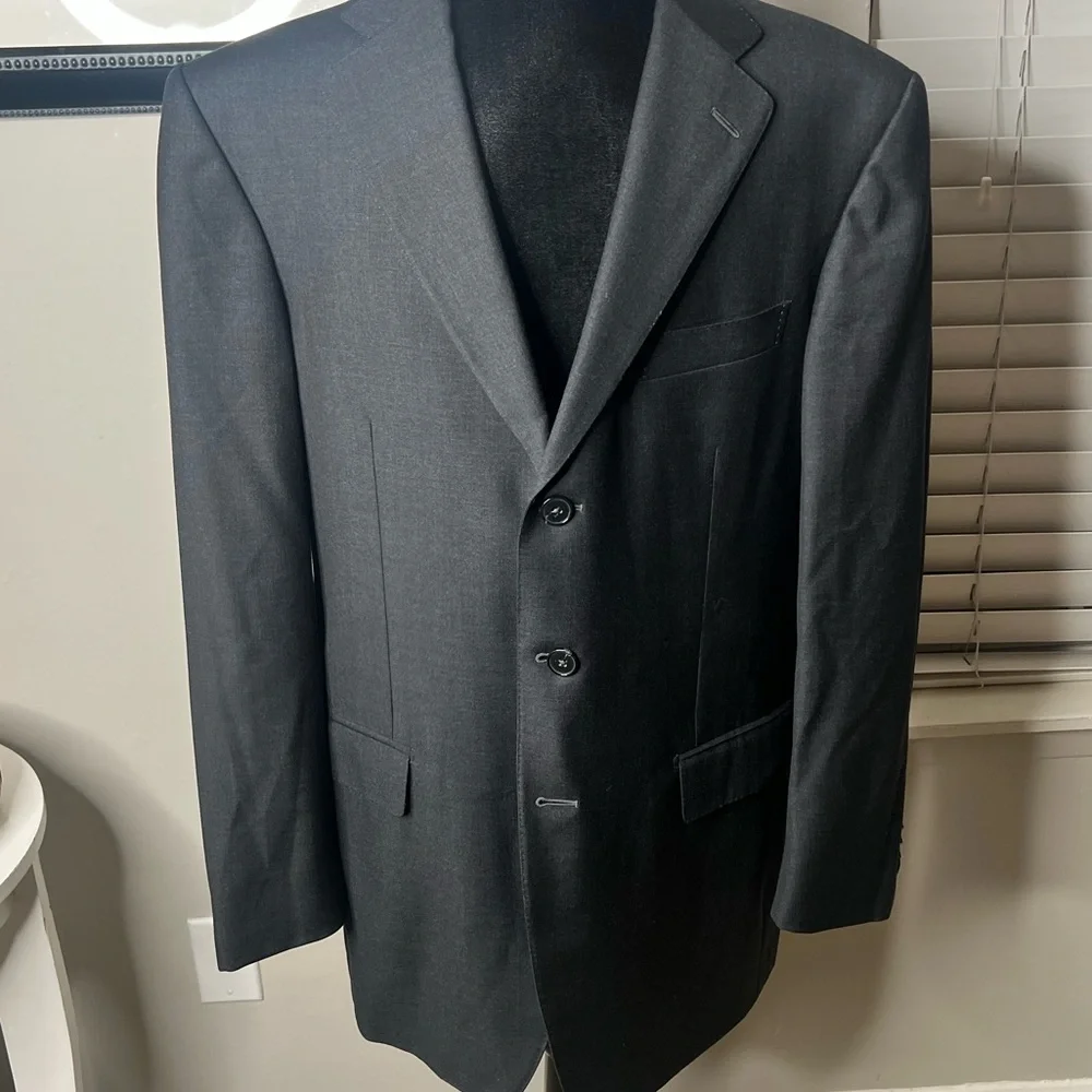 Ermenegildo Zegna Charcoal‎ grey (3) Button 100% wool Blazer 50R made in italy